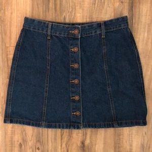 denim button mini skirt